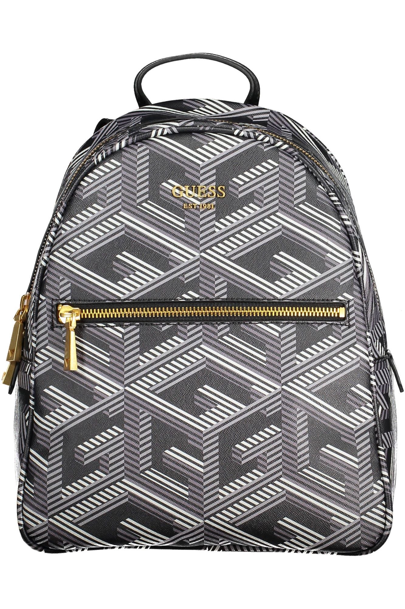 Guess Jeans Chic Black Polyurethane Backpack for Daily Elegance