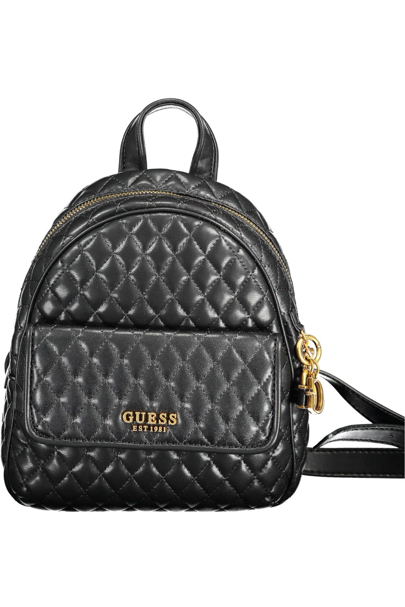 Guess Jeans Chic Black Polyethylene Backpack with Logo Detail