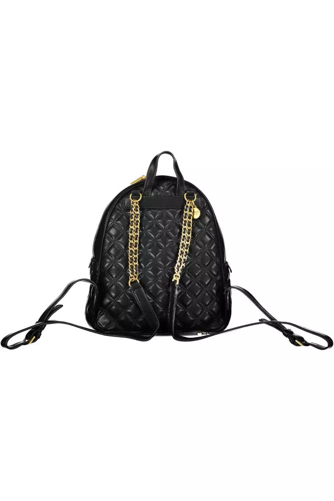 Guess Jeans Elegant Black Logo Backpack with Contrasting Details