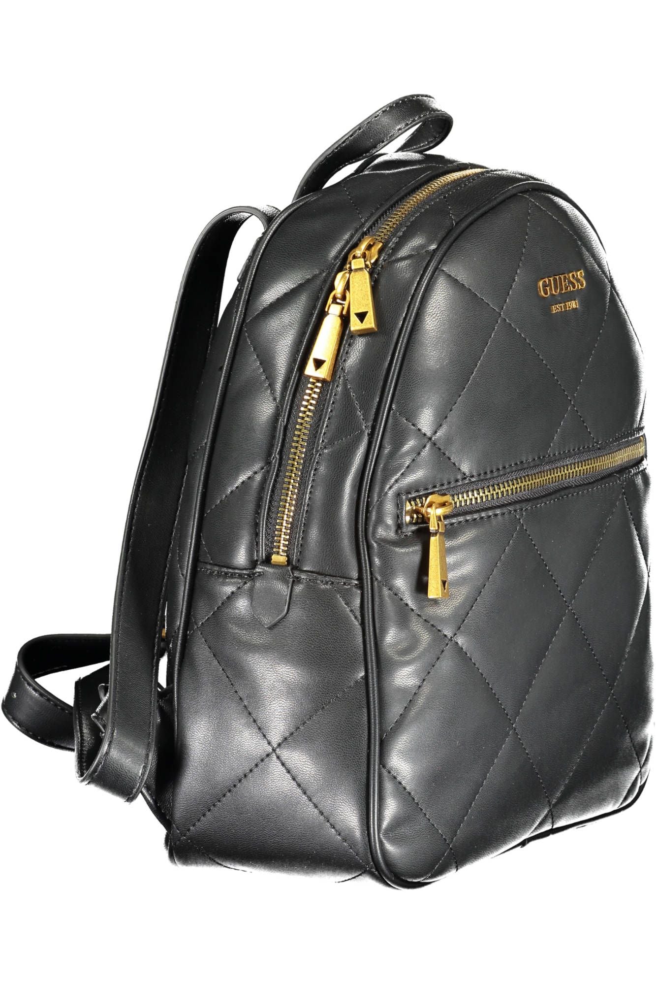 Guess Jeans Chic Black Polyurethane Backpack With Logo Detail