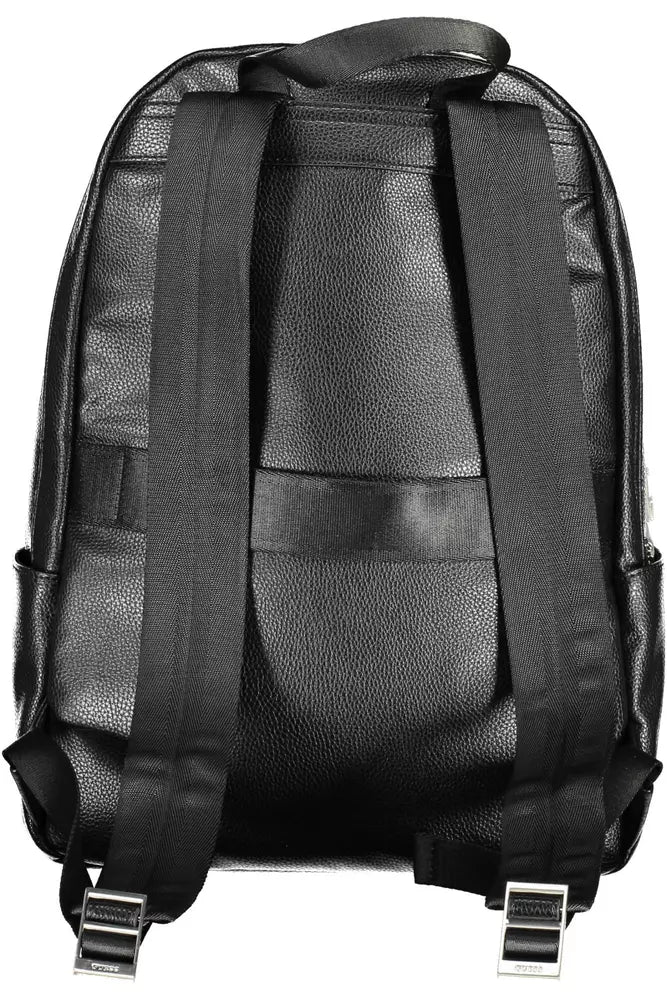 Guess Jeans Sleek Dual-Compartment Black Backpack