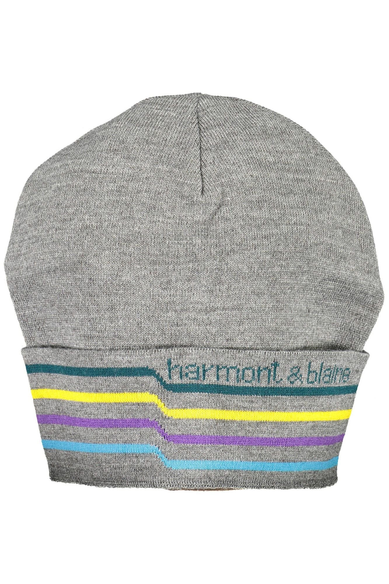 Harmont & Blaine Elegant Gray Wool Blend Cap with Embroidery