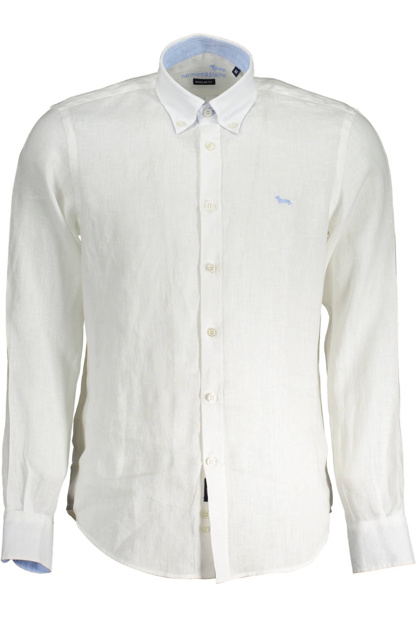 Harmont & Blaine Elegant White Linen Shirt with Contrasting Cuffs