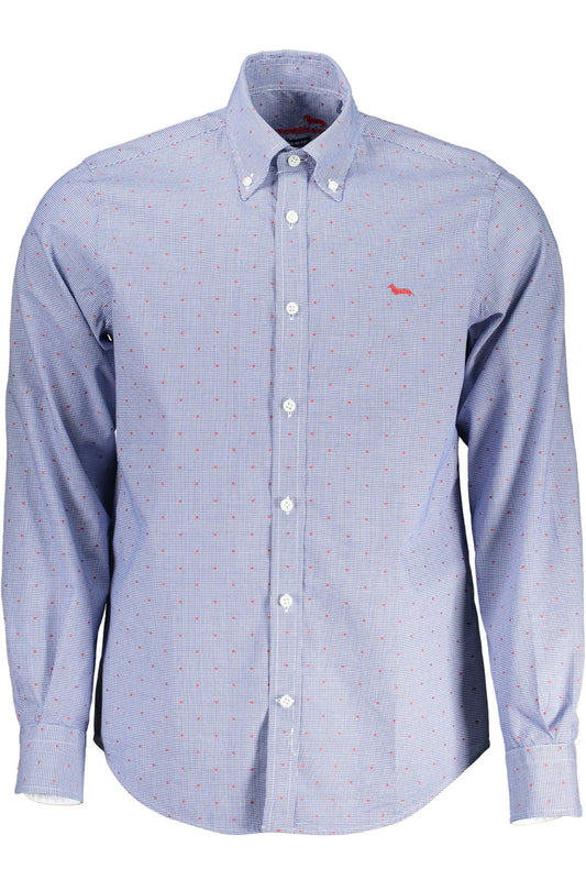 Harmont & Blaine Elevated Casual Blue Cotton Shirt with Contrasting Details