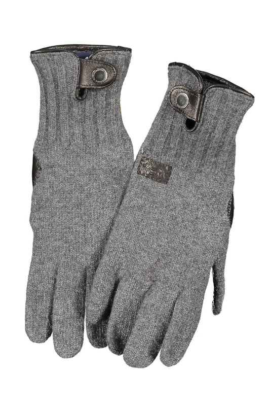 Harmont & Blaine Chic Gray Wool Gloves with Logo Detail