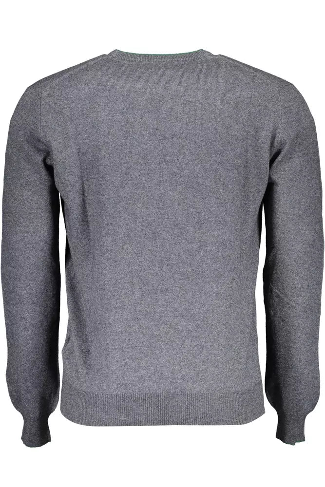 Harmont & Blaine Elegant Gray Wool-Blend Round Neck Sweater