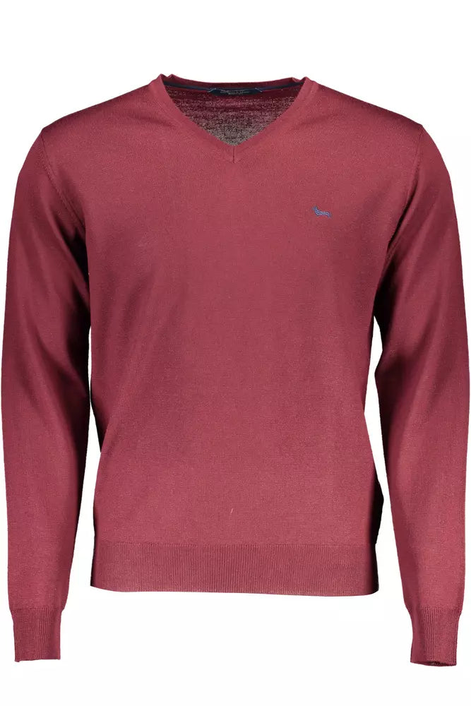 Harmont & Blaine Elegant V-Neck Wool Sweater in Purple