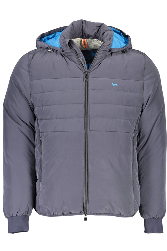 Harmont & Blaine Blue Embroidered Down Jacket with Removable Hood