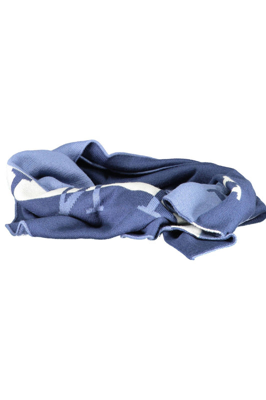 Harmont & Blaine Elegant Blue Wool Scarf with Contrasting Details