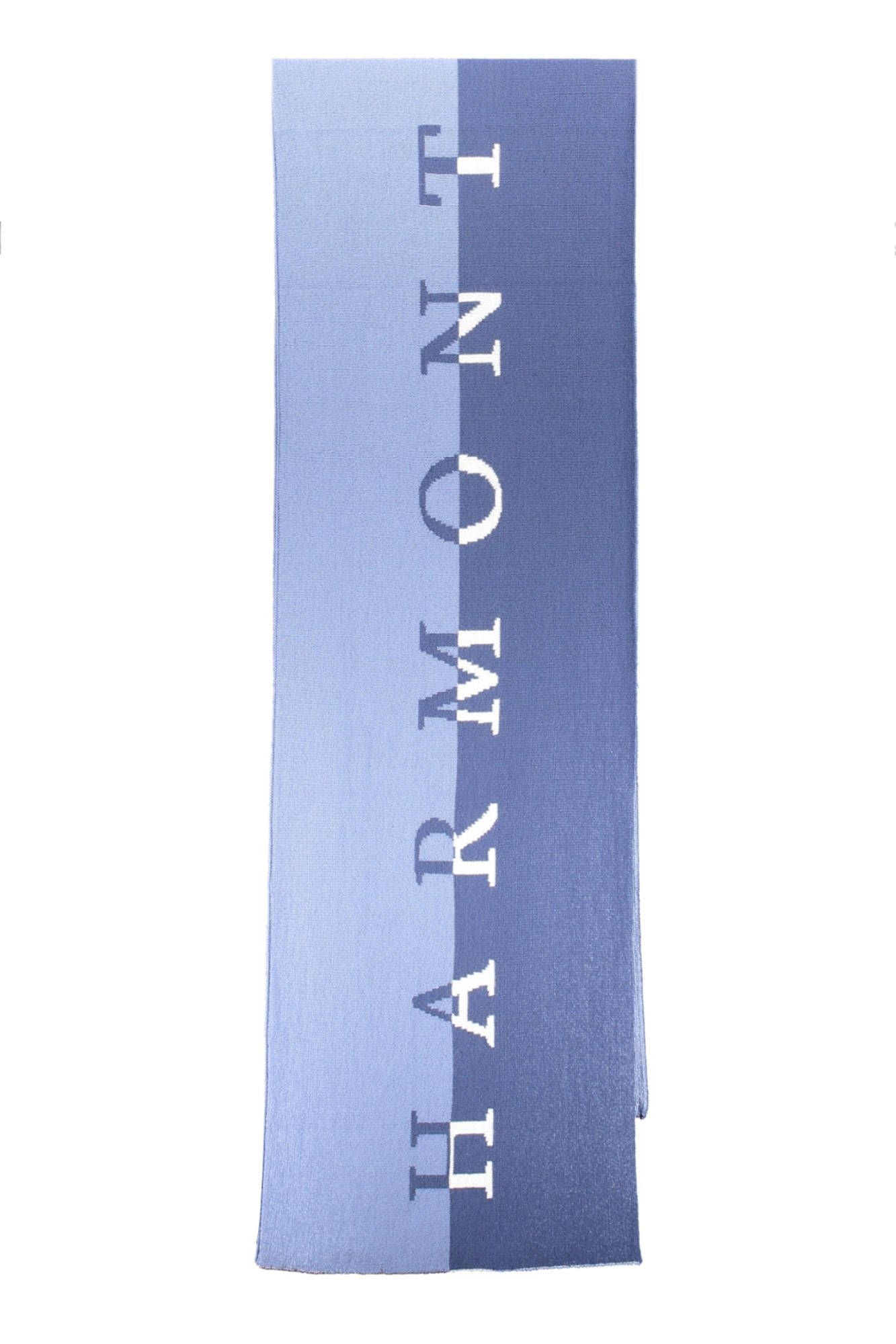 Harmont & Blaine Elegant Blue Wool Scarf with Contrasting Details