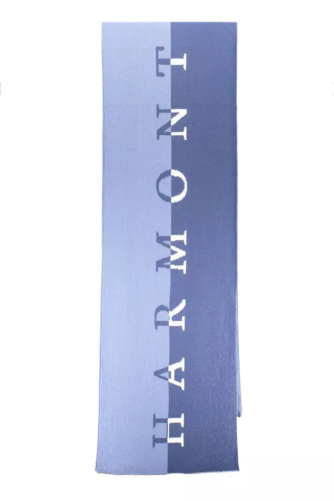 Harmont & Blaine Elegant Blue Wool-Blend Scarf with Logo Detail