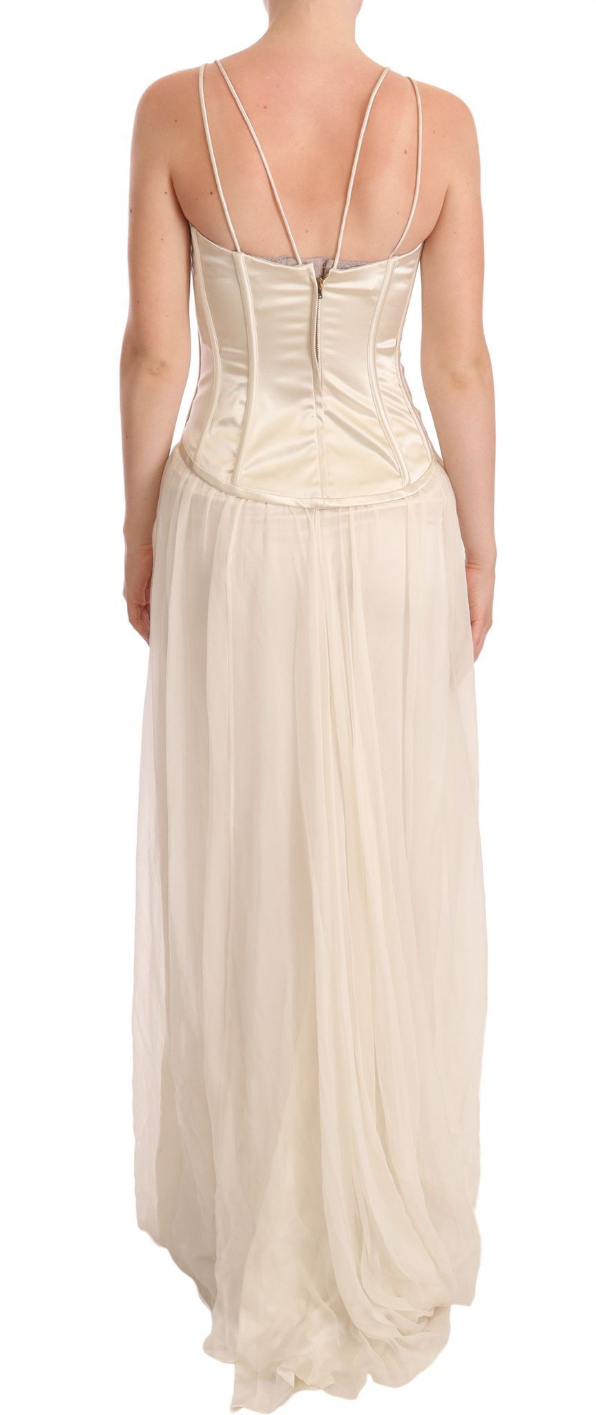 Dolce & Gabbana Elegant Off White Silk Blend Long Gown