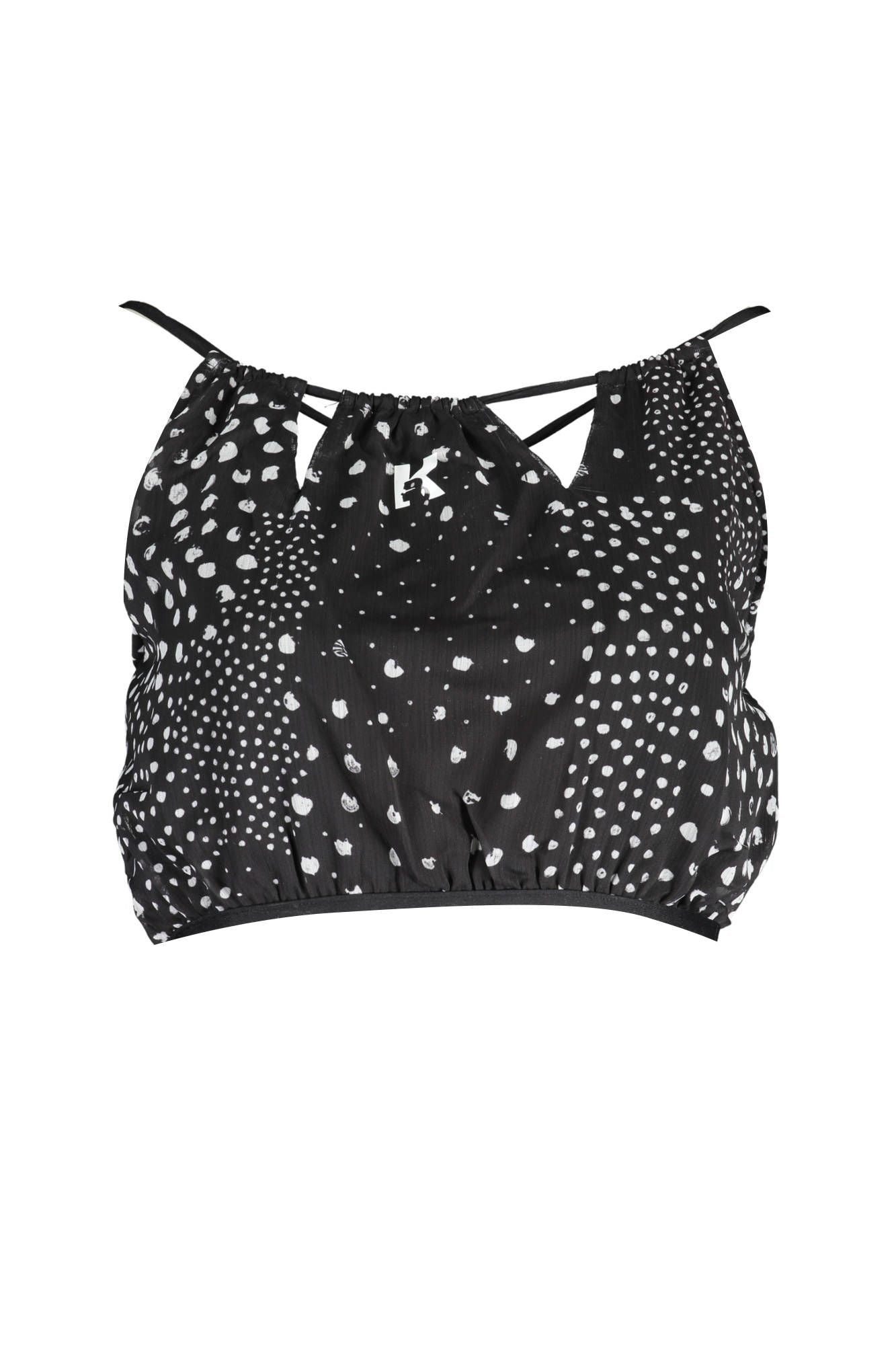 Karl Lagerfeld Beachwear Elegant Beachfront Noir Top with Print Detail