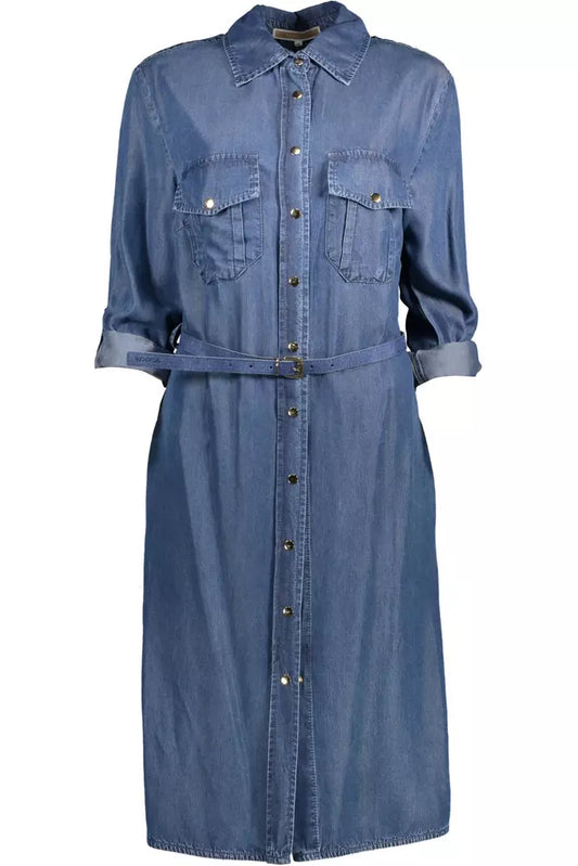 Kocca Chic Blue Denim Dress with Waist Belt