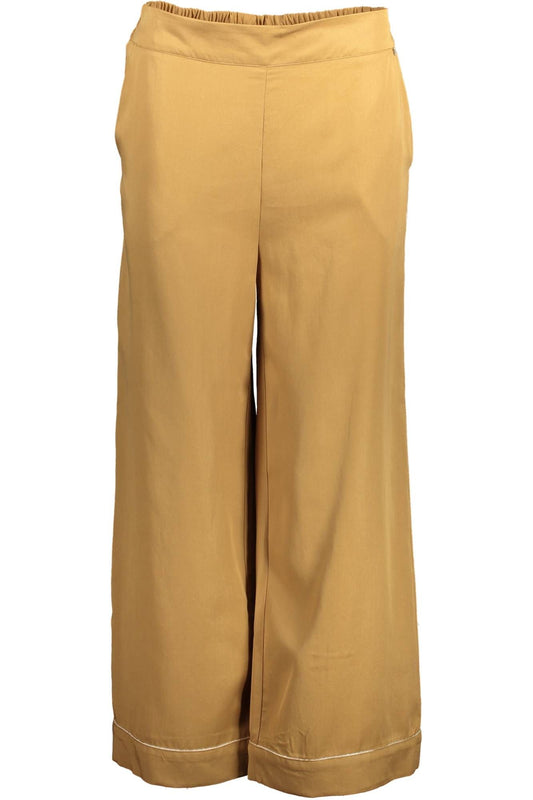 Kocca Chic Brown Lyocell Trousers with Contrast Detail