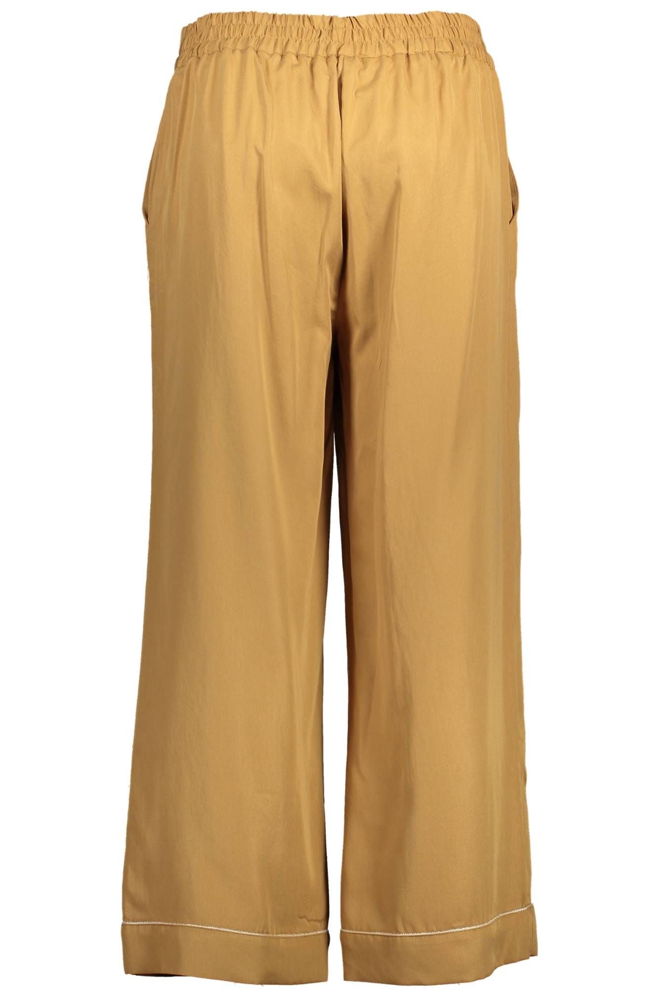 Kocca Chic Brown Lyocell Trousers with Contrast Detail