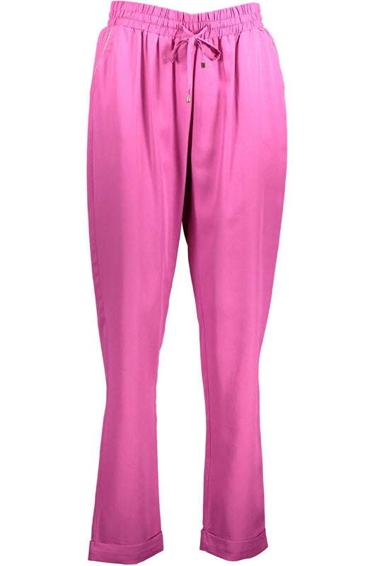 Kocca Chic Pink Drawstring Trousers with Contrast Detail