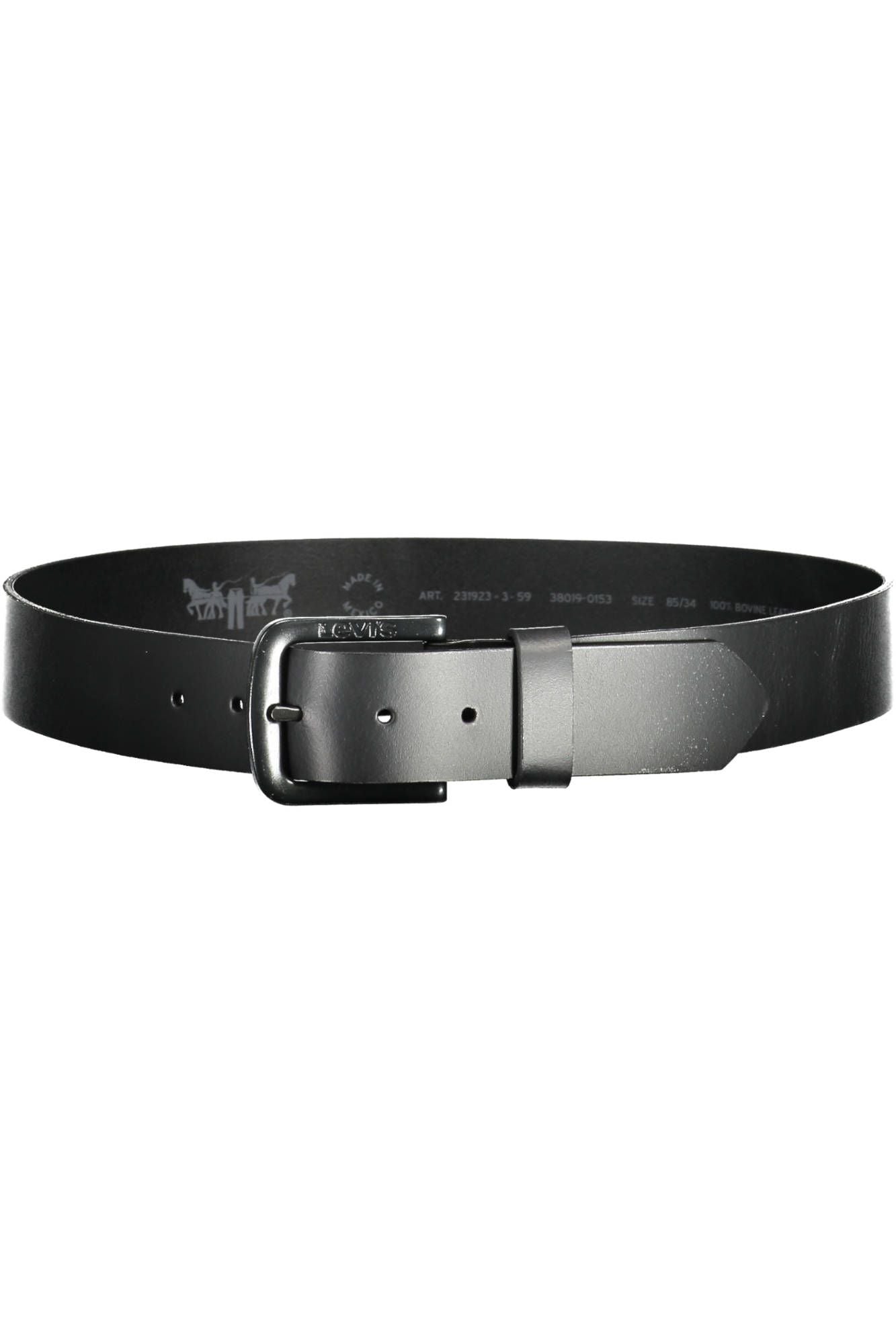 Levi's Elegant Black Leather Belt with Metal Buckle