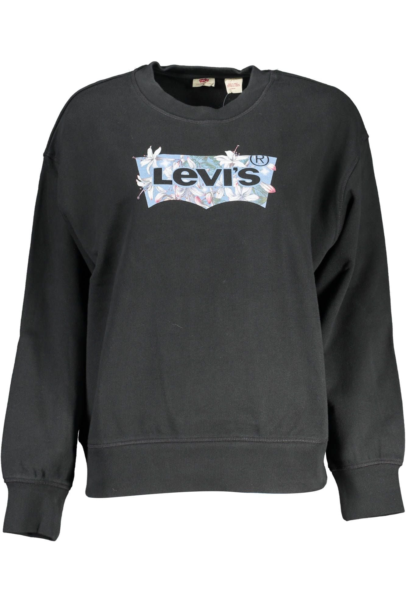 Levi's Chic Black Cotton Sweater with Logo Print