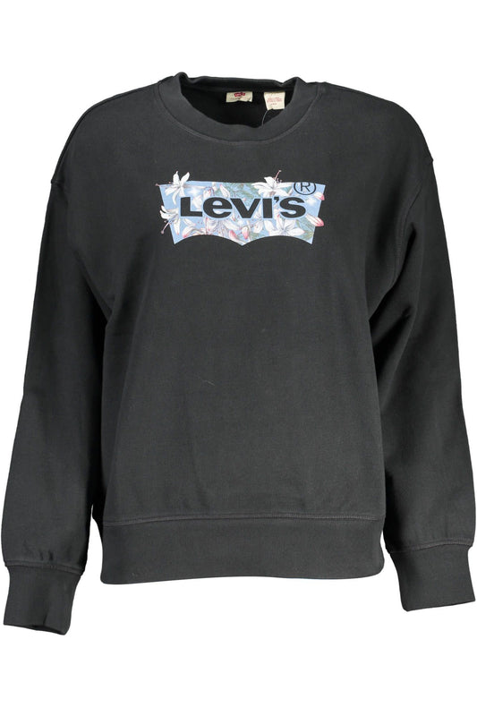 Levi's Chic Black Cotton Sweater with Logo Print