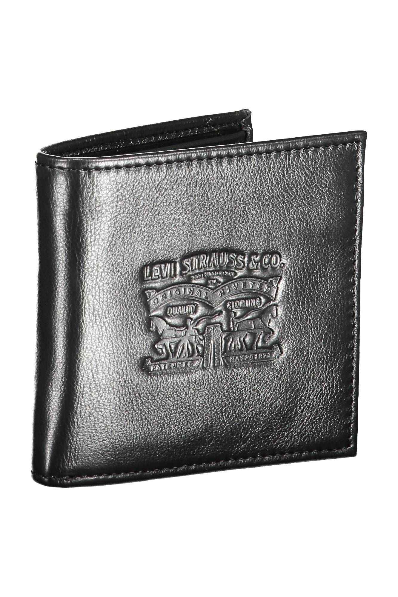 Levi's Sleek Black Leather Wallet with Coin Purse