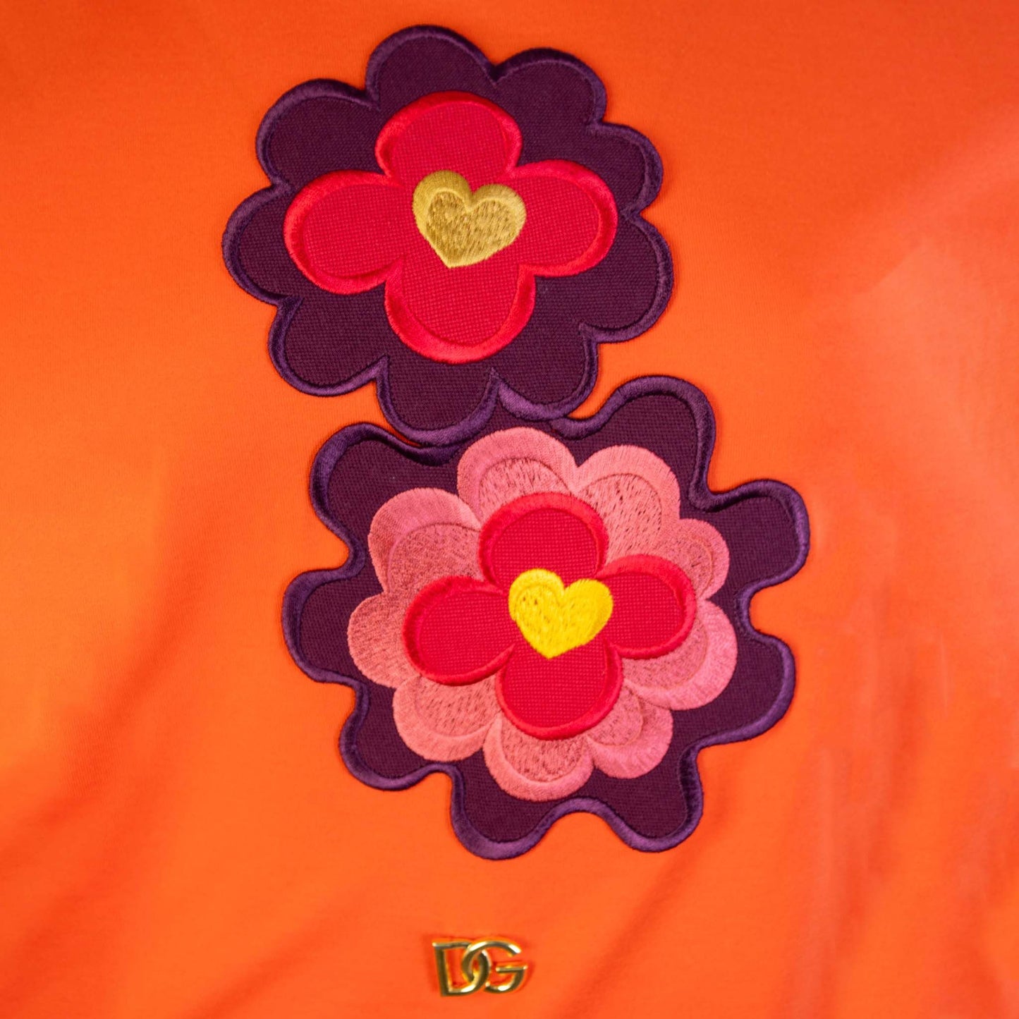 Dolce & Gabbana Chic Orange Floral Embellished Tee