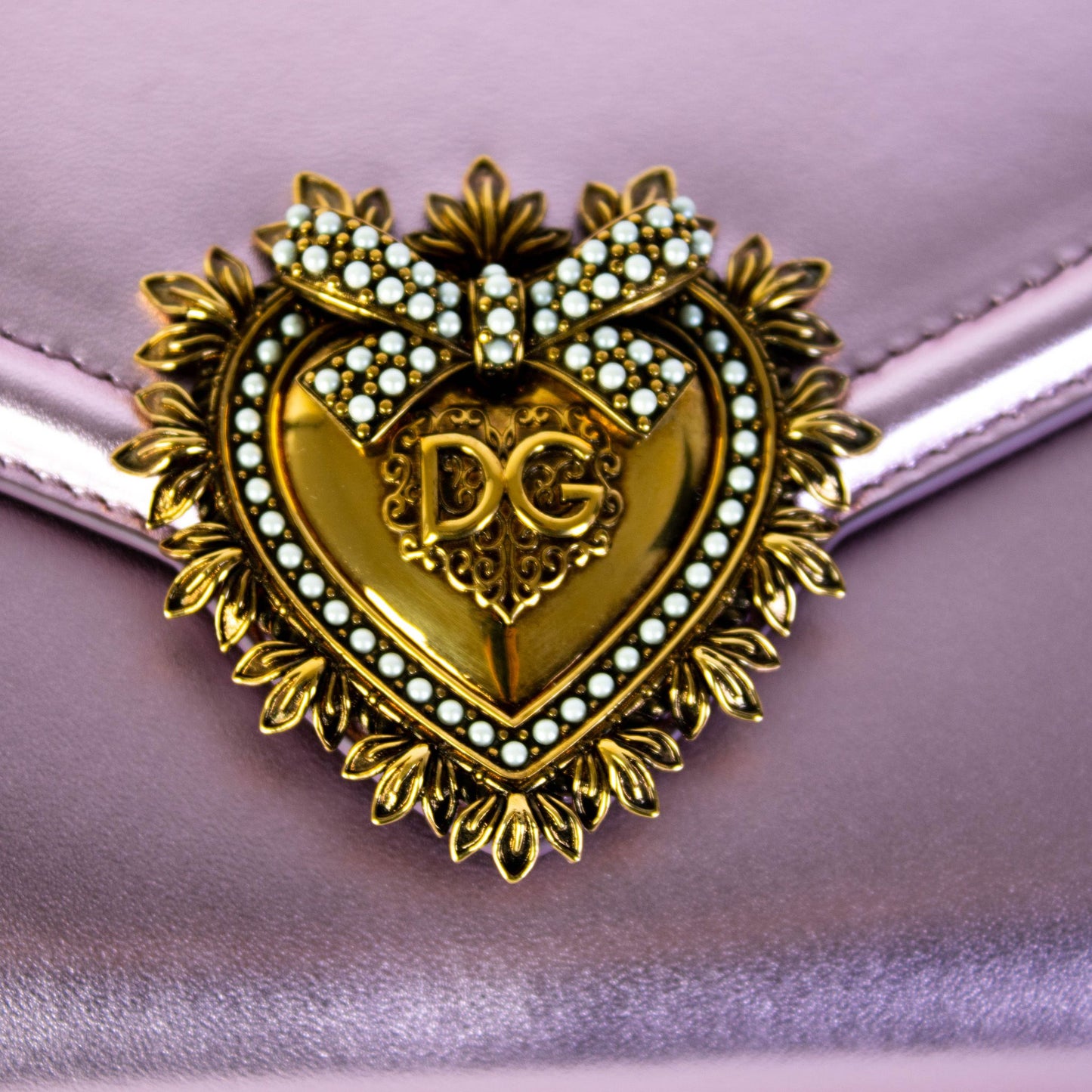 Dolce & Gabbana Elegant Pink Satin Clutch with Jewel Heart Closure