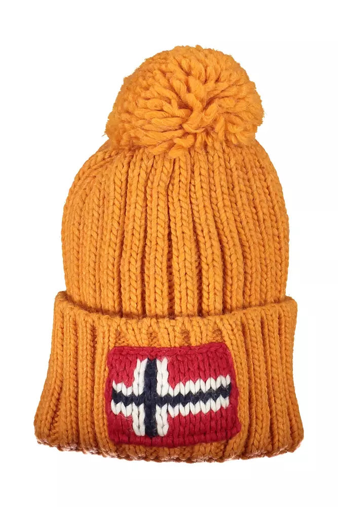 Napapijri Vibrant Orange Pom Pom Cap Emblazoned with Iconic Detailing