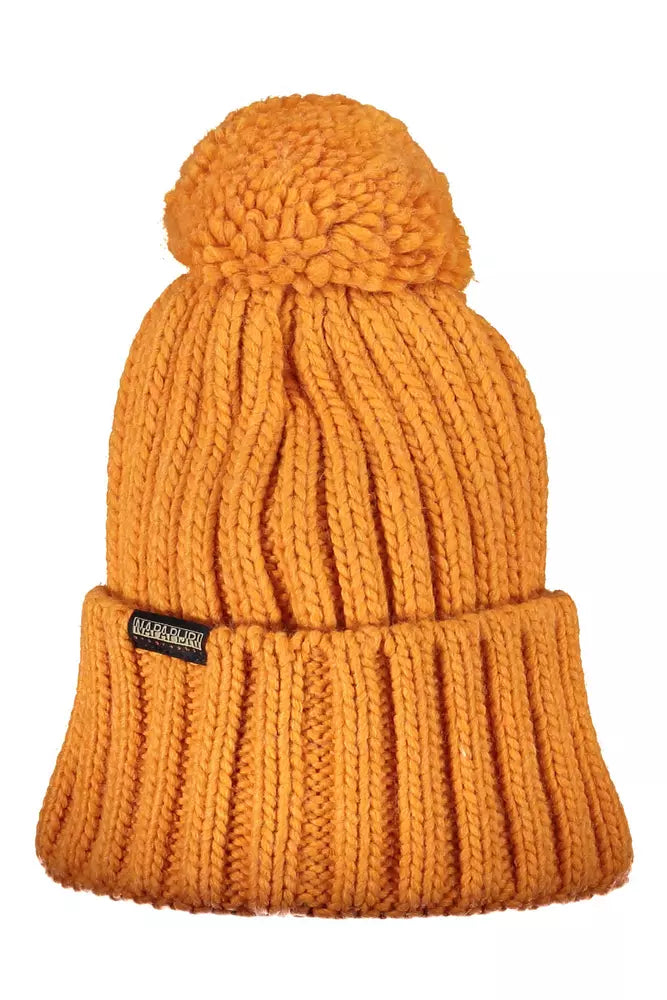 Napapijri Vibrant Orange Pom Pom Cap Emblazoned with Iconic Detailing