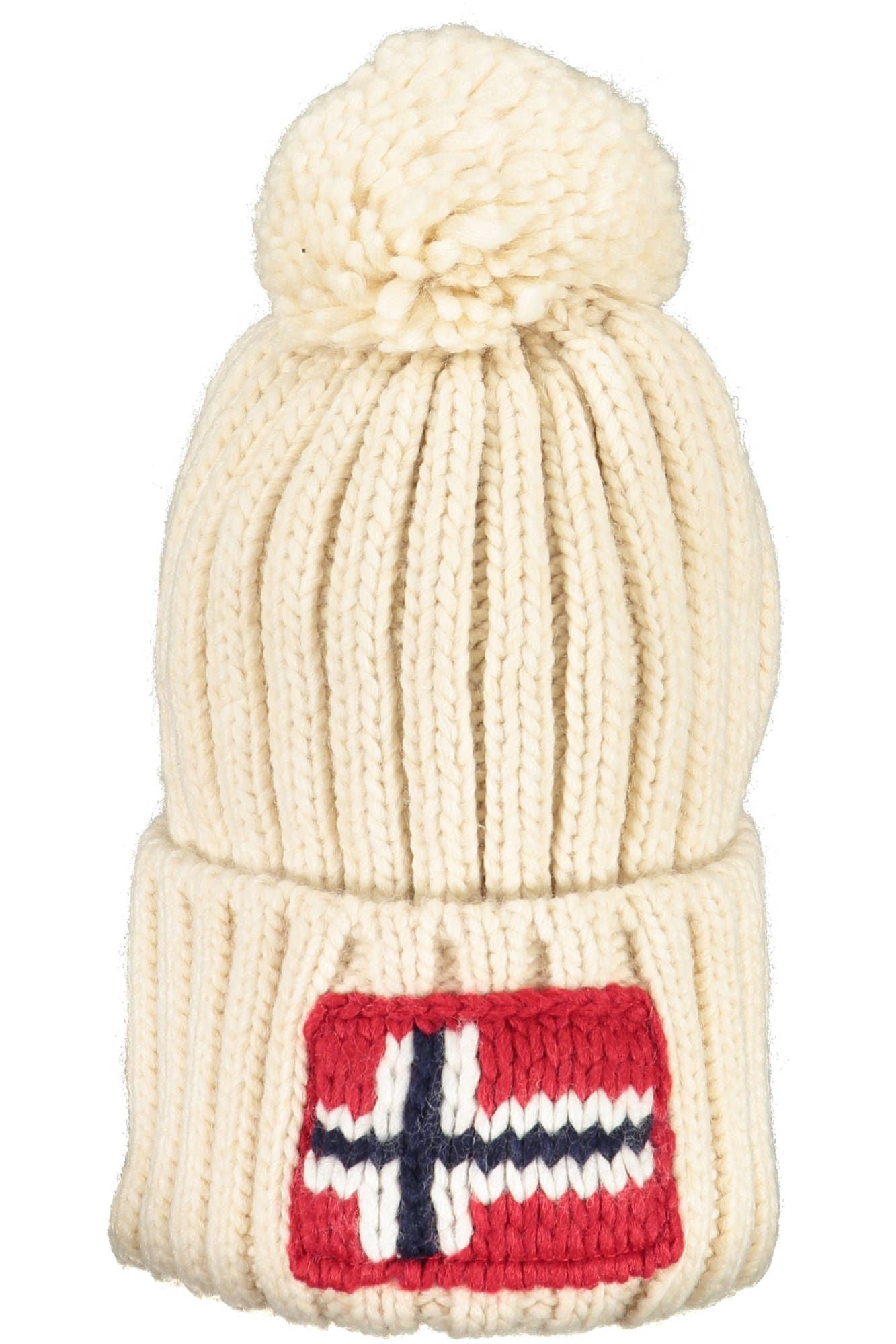 Napapijri Pompon-Embellished Knit Hat in Pristine White