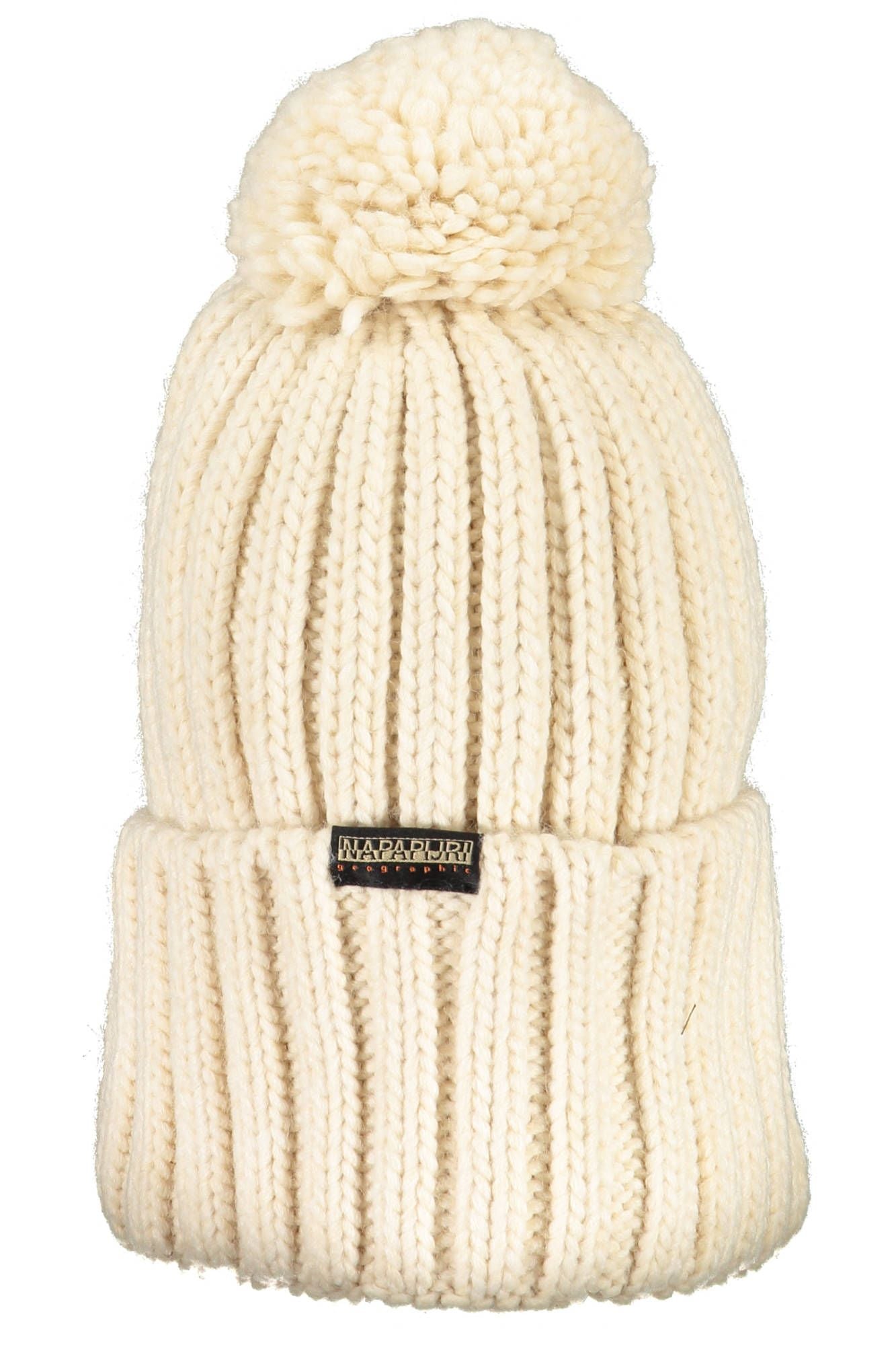 Napapijri Pompon-Embellished Knit Hat in Pristine White