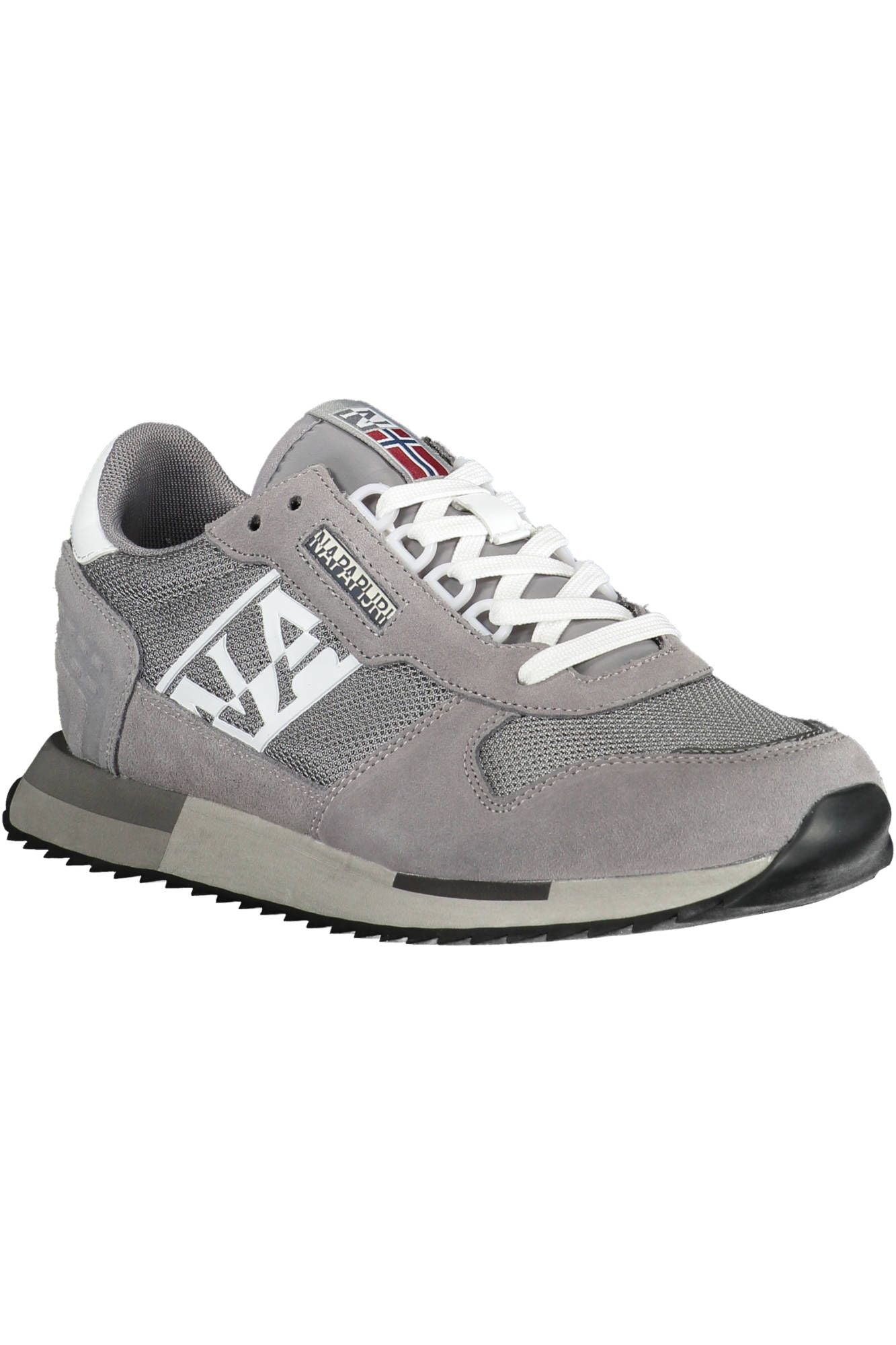 Napapijri Sleek Poly-Leather Lace-up Sneakers in Gray