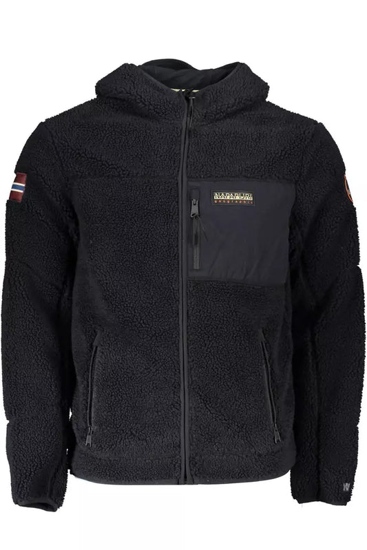 Napapijri Elegant Black Hooded Jacket with Contrasting Details