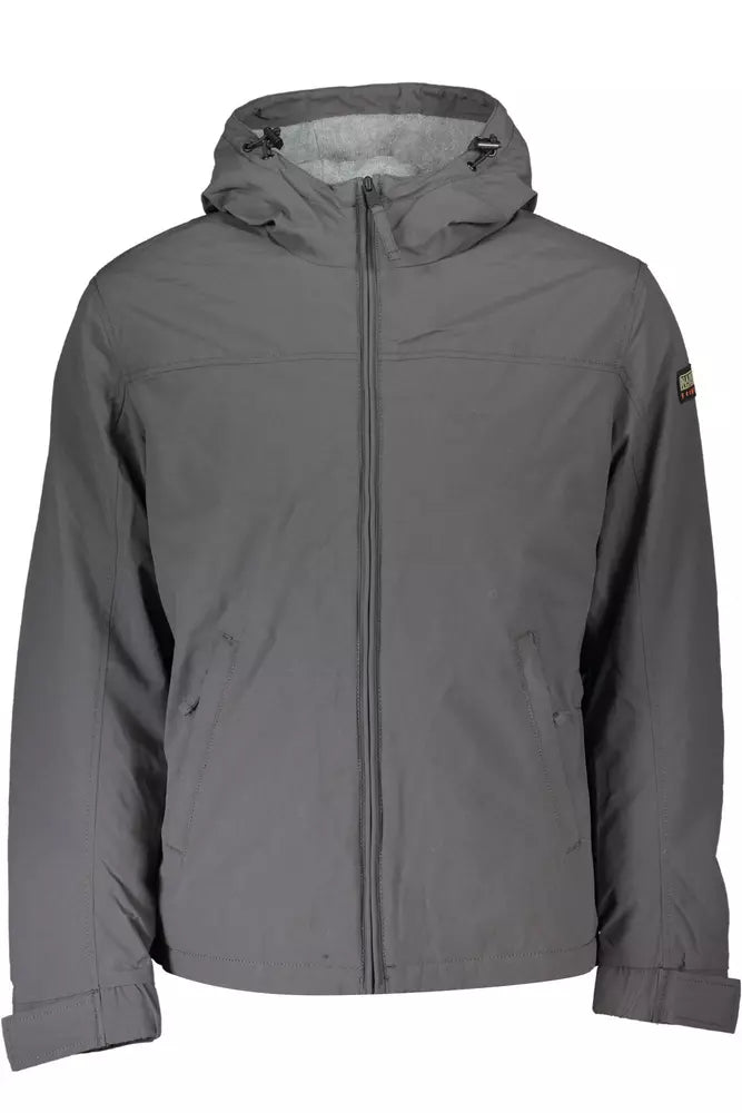 Napapijri Sleek Gray Hooded Jacket - Eco-Conscious Style