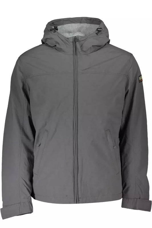 Napapijri Sleek Gray Hooded Jacket - Eco-Conscious Style