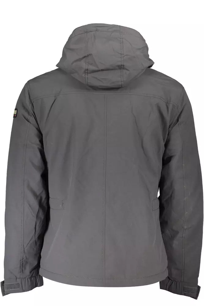 Napapijri Sleek Gray Hooded Jacket - Eco-Conscious Style