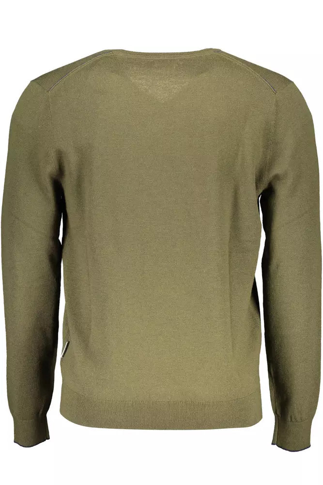 Napapijri Elegant Green V-Neck Wool Sweater