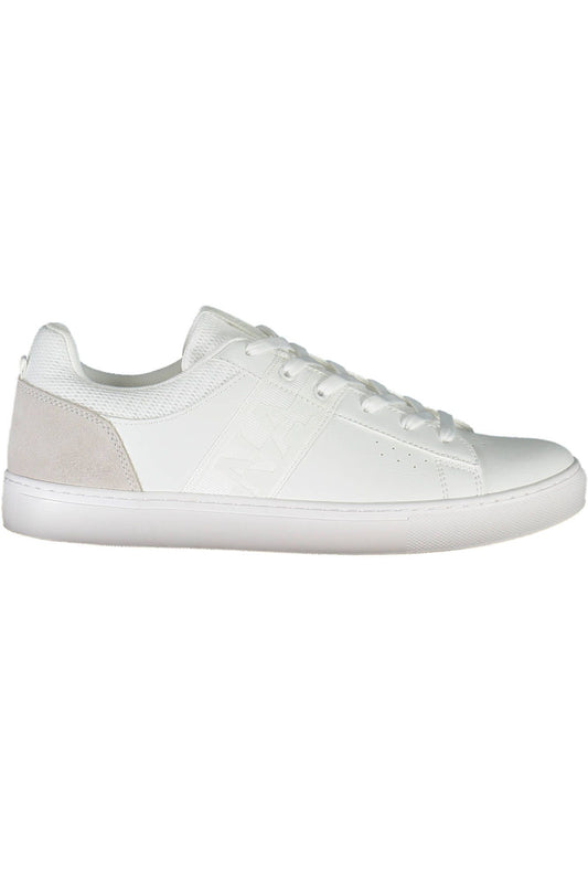 Napapijri White Lace-Up Sports Sneakers with Logo Accent