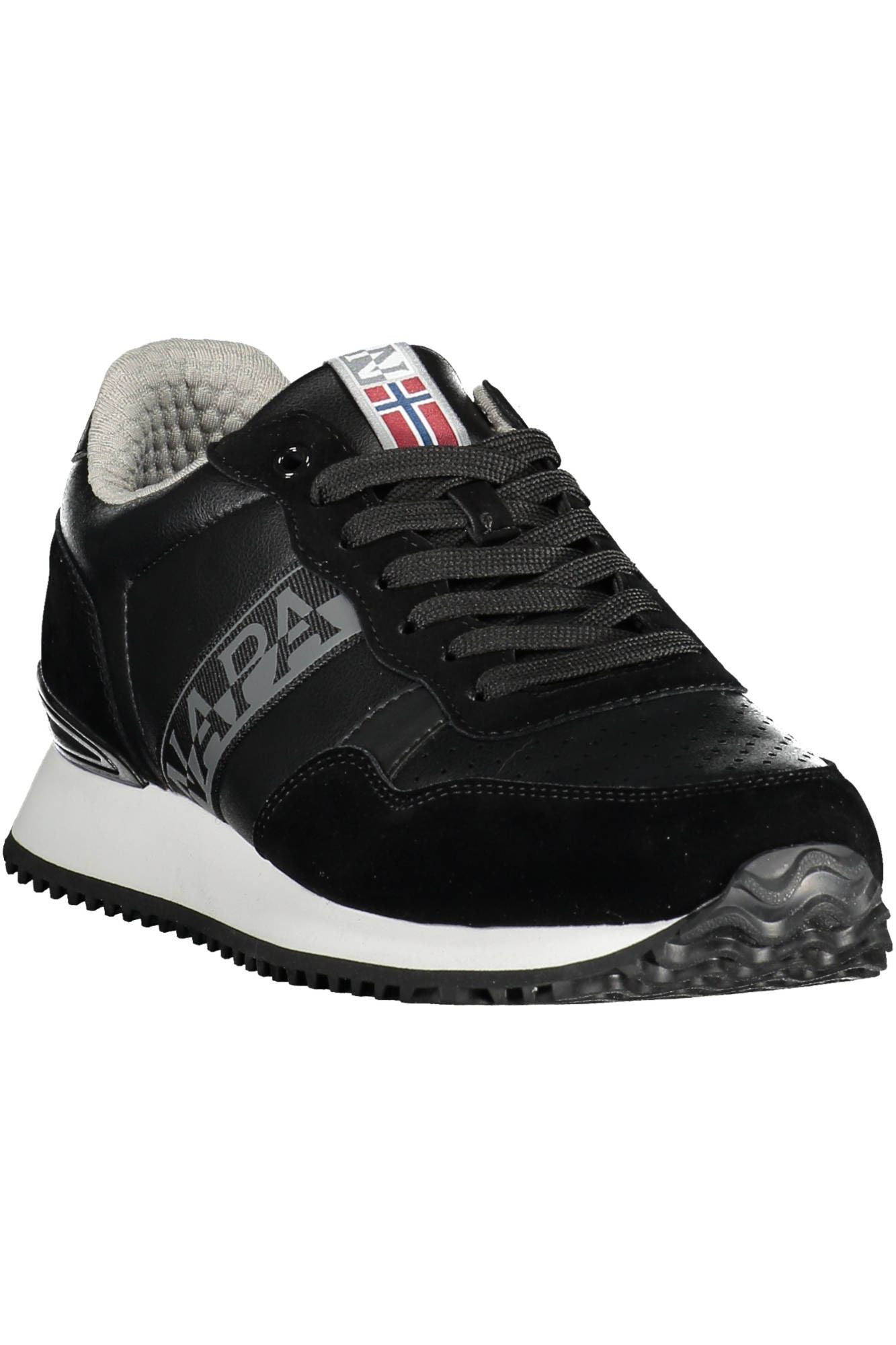 Napapijri Sleek Black Sneakers with Laces & Logo Highlight