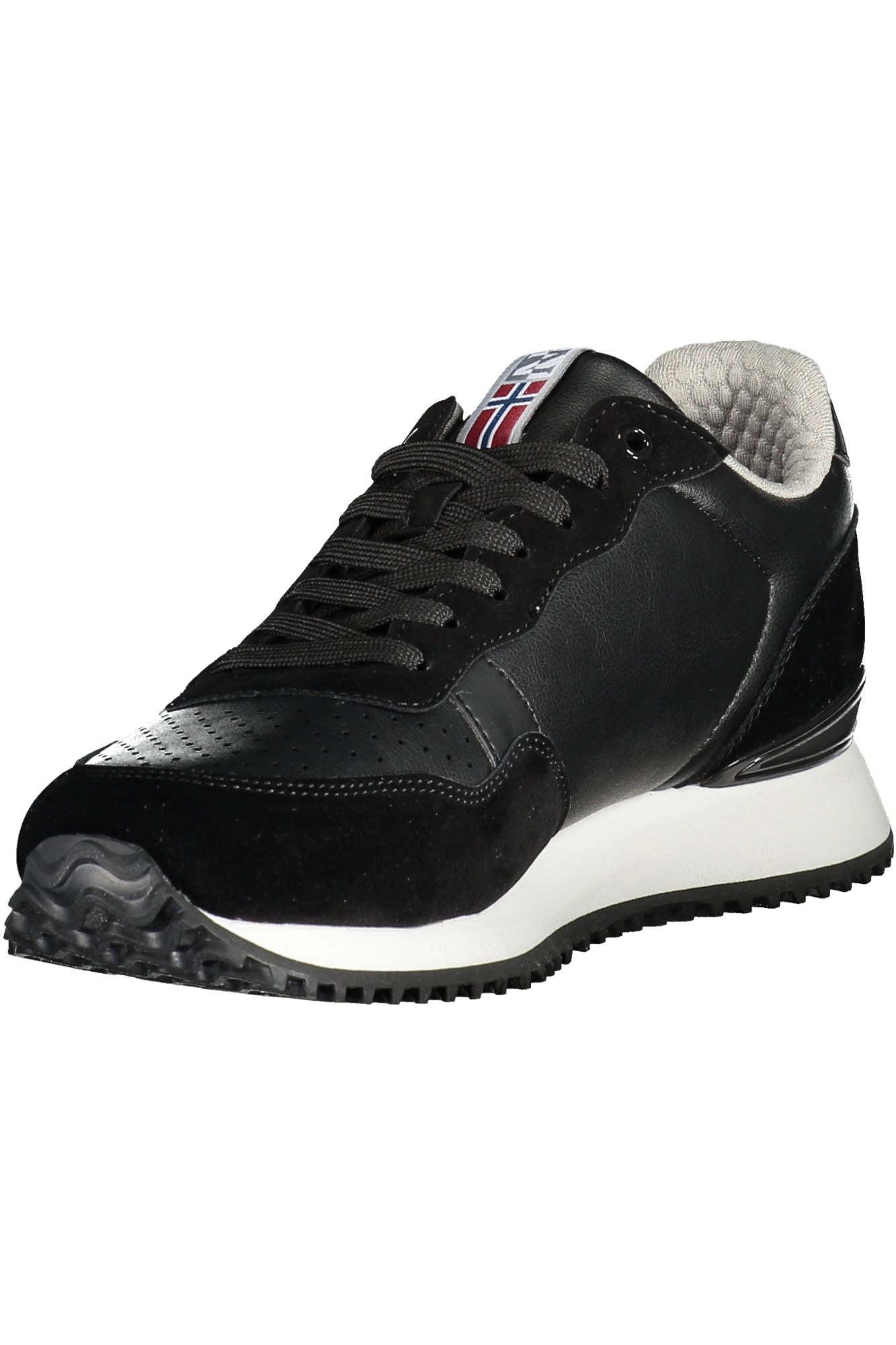 Napapijri Sleek Black Sneakers with Laces & Logo Highlight