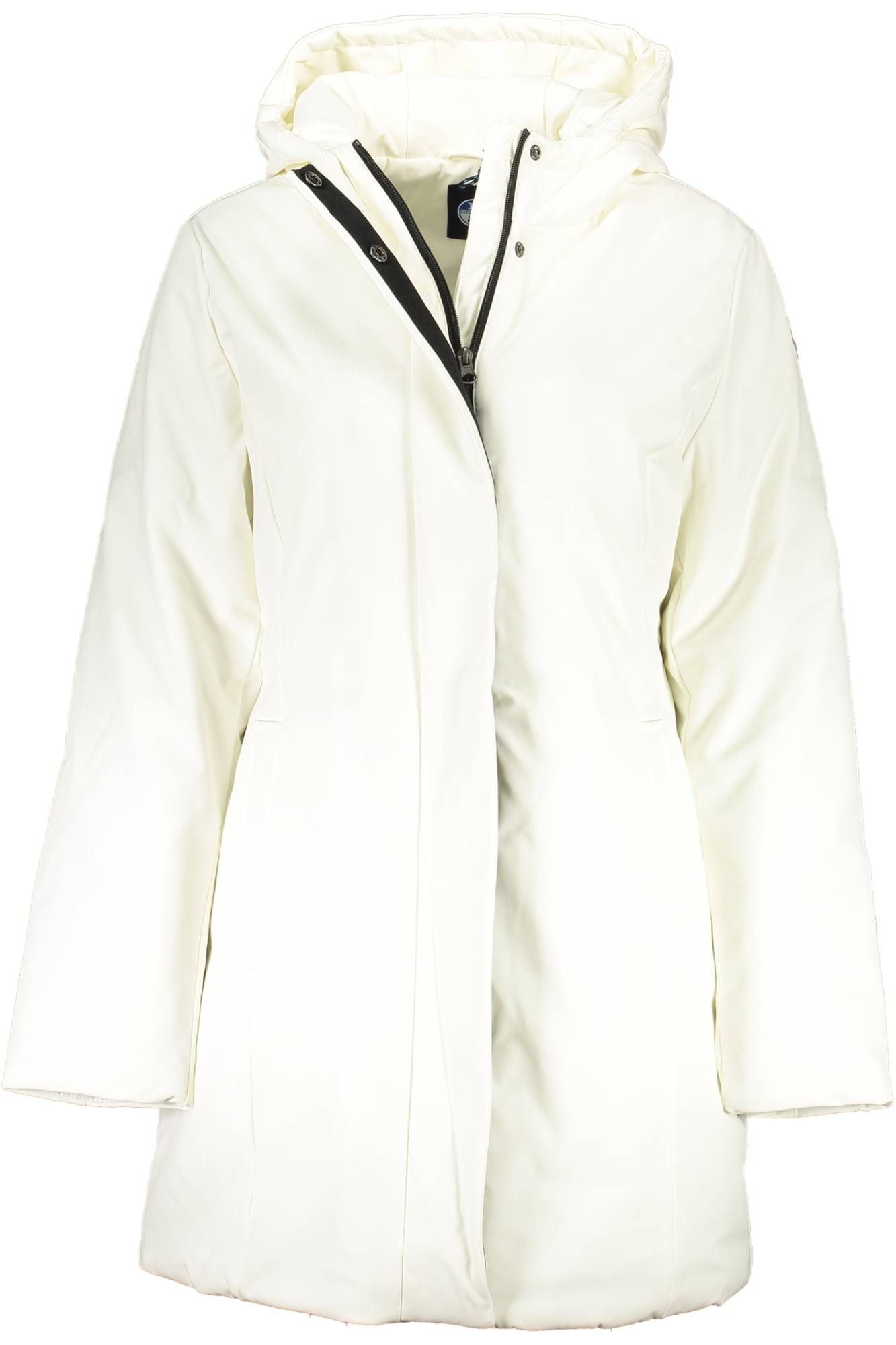 North Sails Elegant White Hooded Jacket with Chic Applique