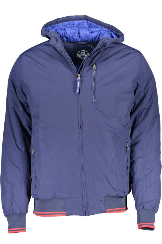 North Sails Elegant Blue Hooded Jacket with Contrasting Details