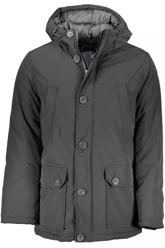 North Sails Sleek Hooded Long-Sleeve Jacket in Black