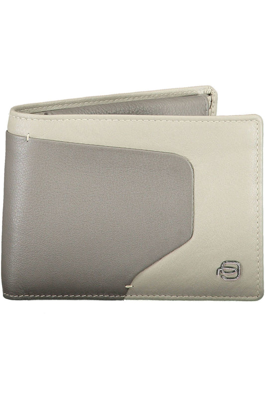 Piquadro Elegant Gray Leather Wallet with RFID Block