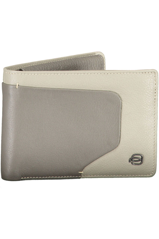 Piquadro Elegant Gray Leather RFID Wallet with Coin Purse