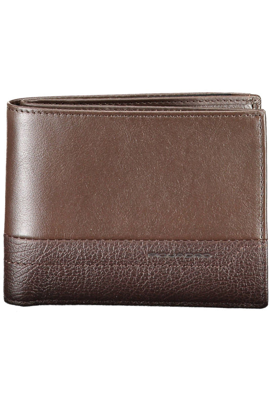 Piquadro Elegant Brown Leather Bi-Fold Wallet