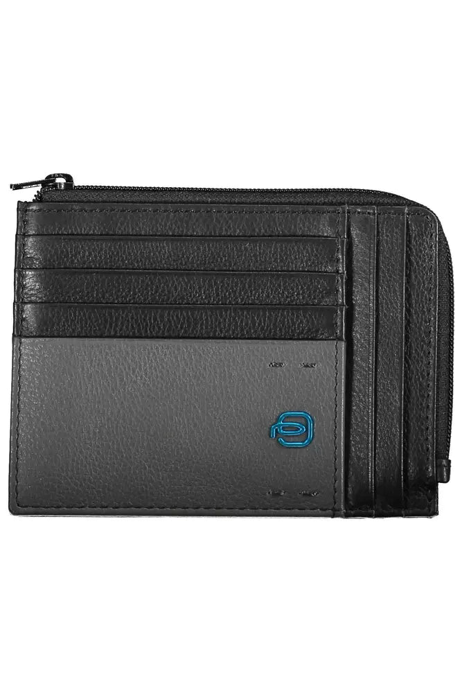 Piquadro Sleek Black Leather Card Holder with RFID Blocker