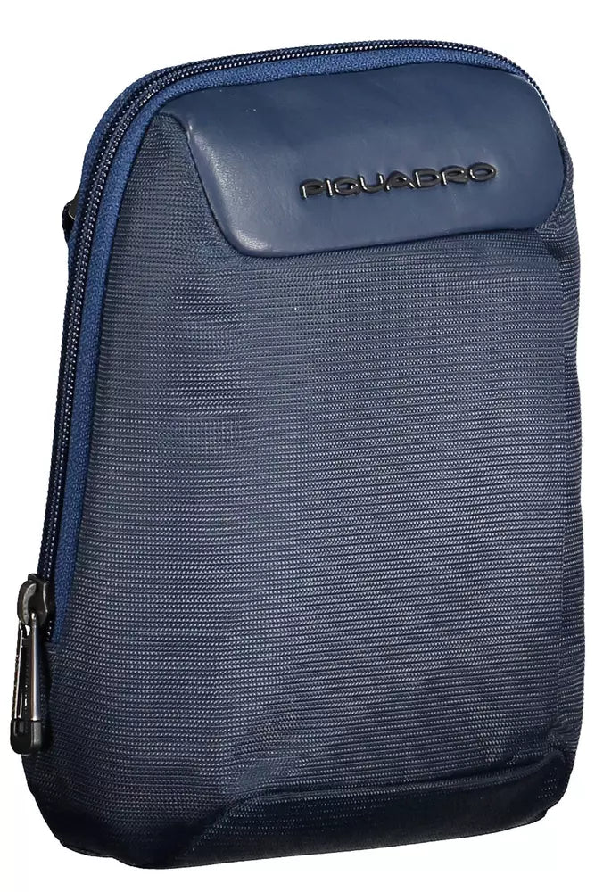 Piquadro Eco-Conscious Blue Shoulder Bag with Logo Accent