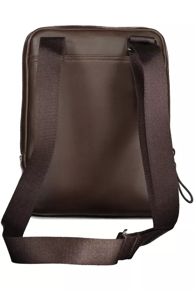 Piquadro Chic Brown Leather Shoulder Bag with Contrasting Details