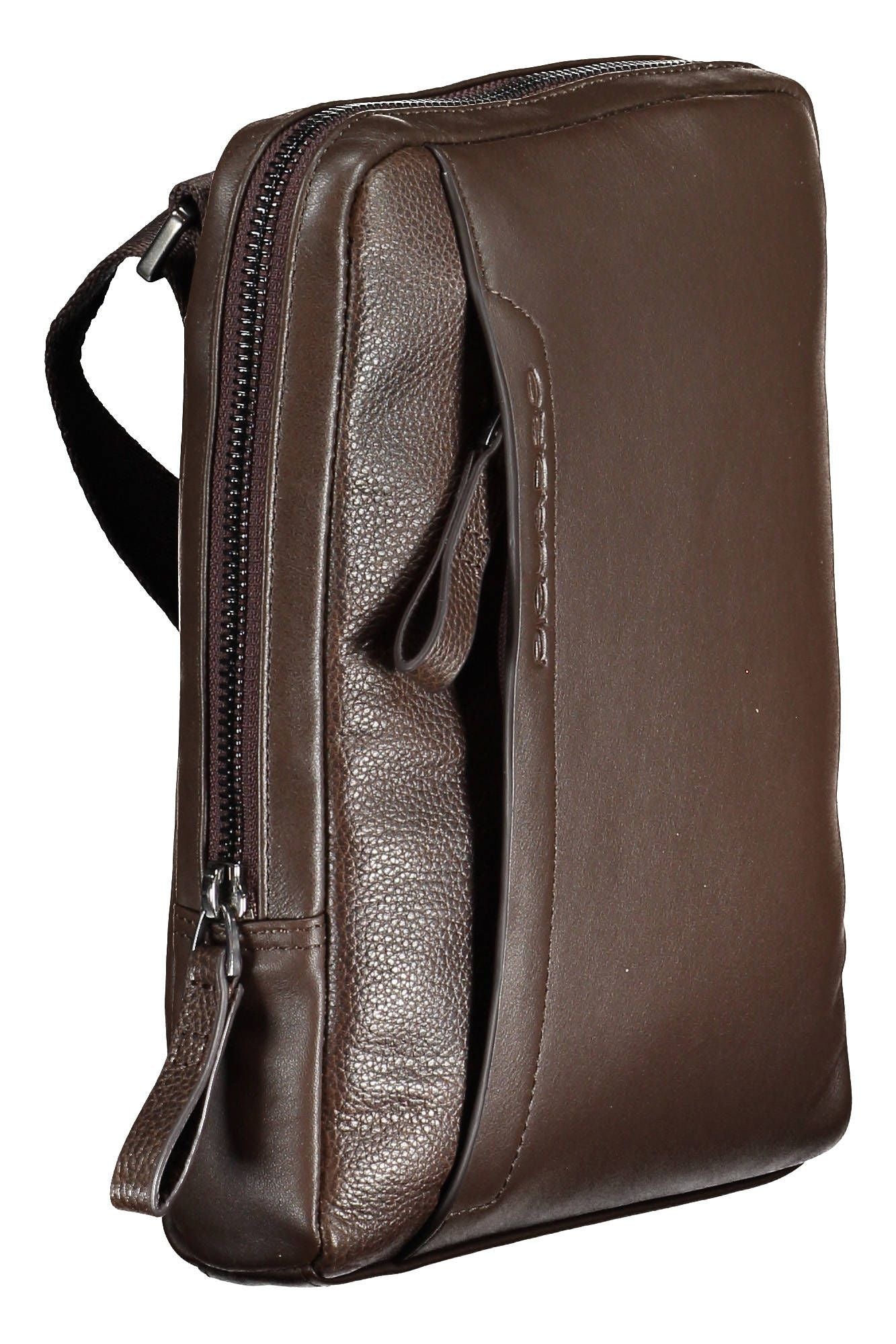 Piquadro Elegant Brown Leather Shoulder Bag with Contrasting Details